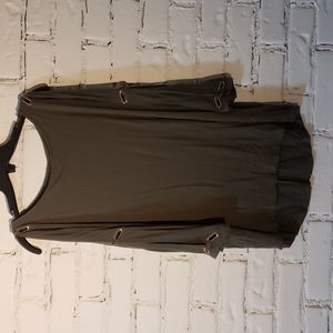 Army green tunic top with gold buckle detail